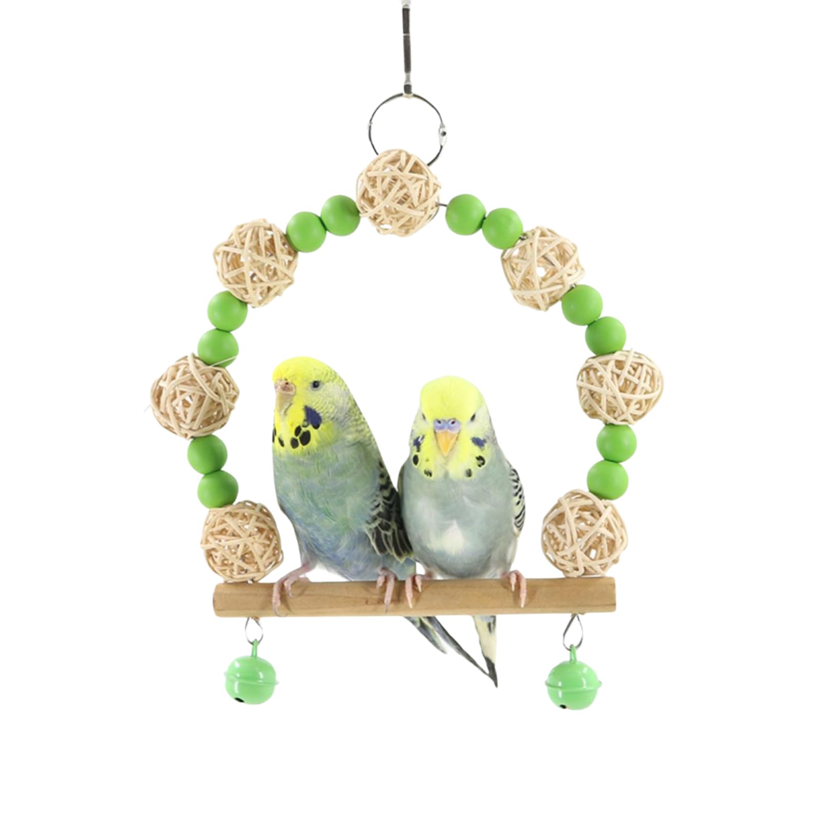 CXYYXF Bird Swing for Parakeet, Parrot - Wooden, Hanging, Indoor, 2 Levels, Green
