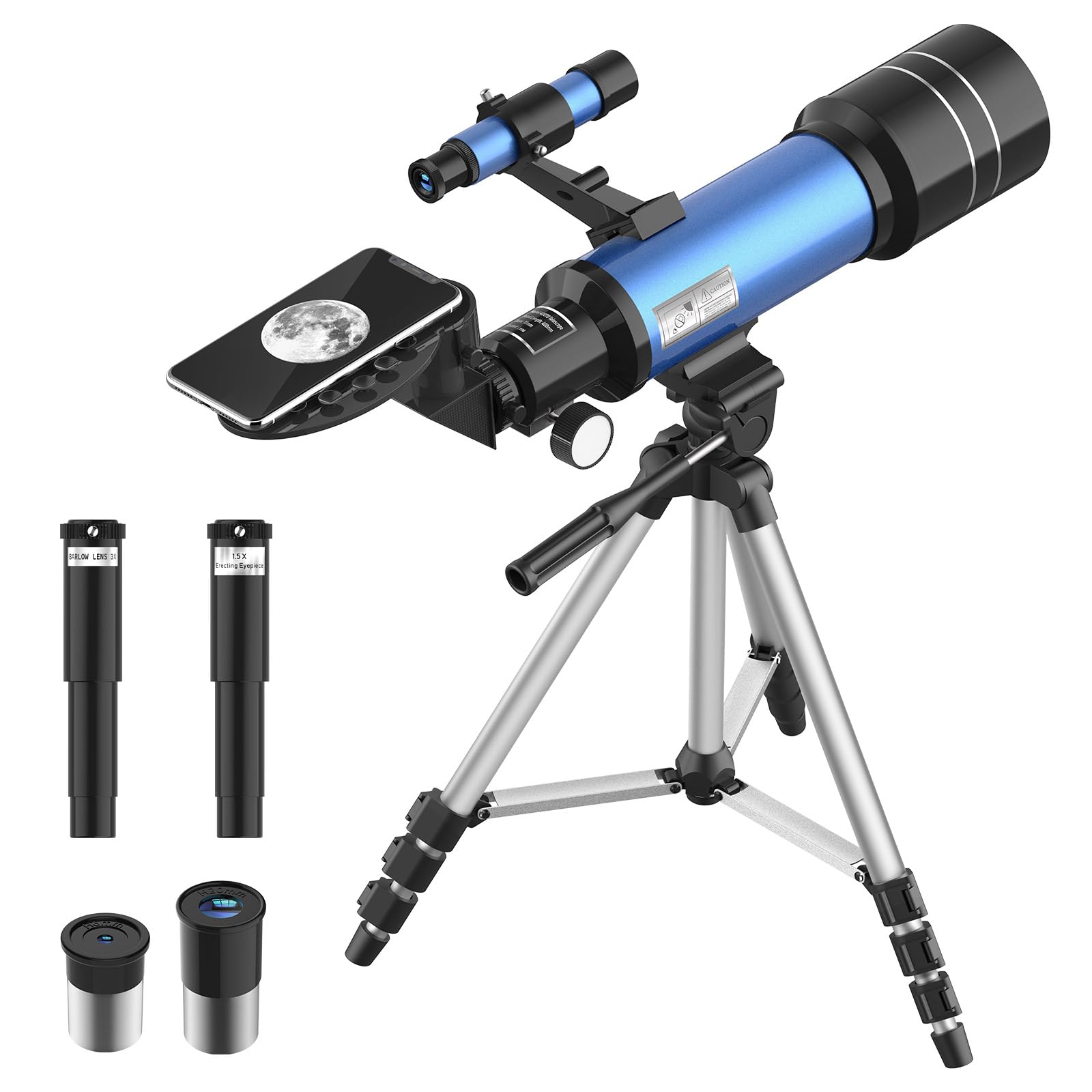 Telescopio Astronomico Bambini Adulti Principianti, 40070 mm Telescopio Rifrattore Portatile con Treppiede Regolabile e Mirino, Facile da Montare e da Utilizzare, Regali per Bambini