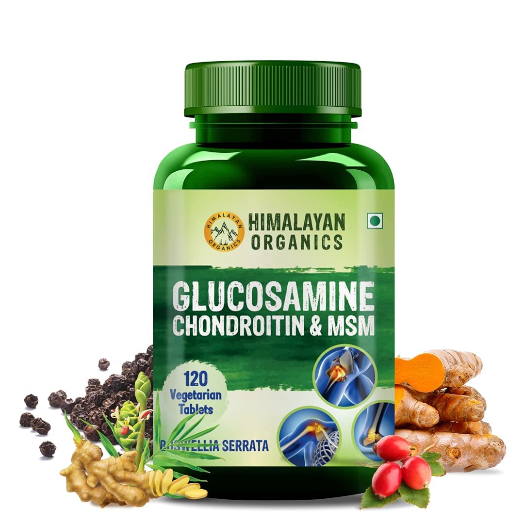 Glucosamine Chondroitin MSM with Boswellia for Bone, Joint & Cartilage Support | Relieves Pain and Stiffness - 120 Vegetarian Tablet