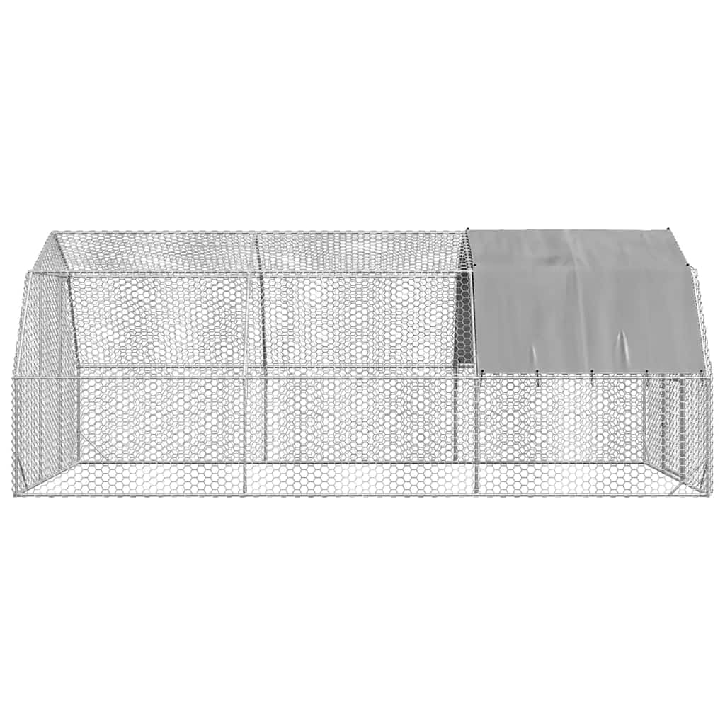 Gallinero con techo, 15 m², cercado de acero galvanizado, 2,5 x 6 x 2,25 m, gran recinto exterior para aves de corral, patos, gansos y animales pequeños