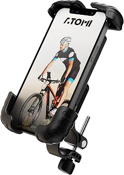 Atomi Phone Holder, Motorcycle Phone Mount - Motorcycle Handlebar Cell Phone Clamp, Scooter Phone Clip for iPhone 14 Plus/Pro Max, 13 Pro Max, S9, S10 and More 4.7" to 6.8" Smartphones