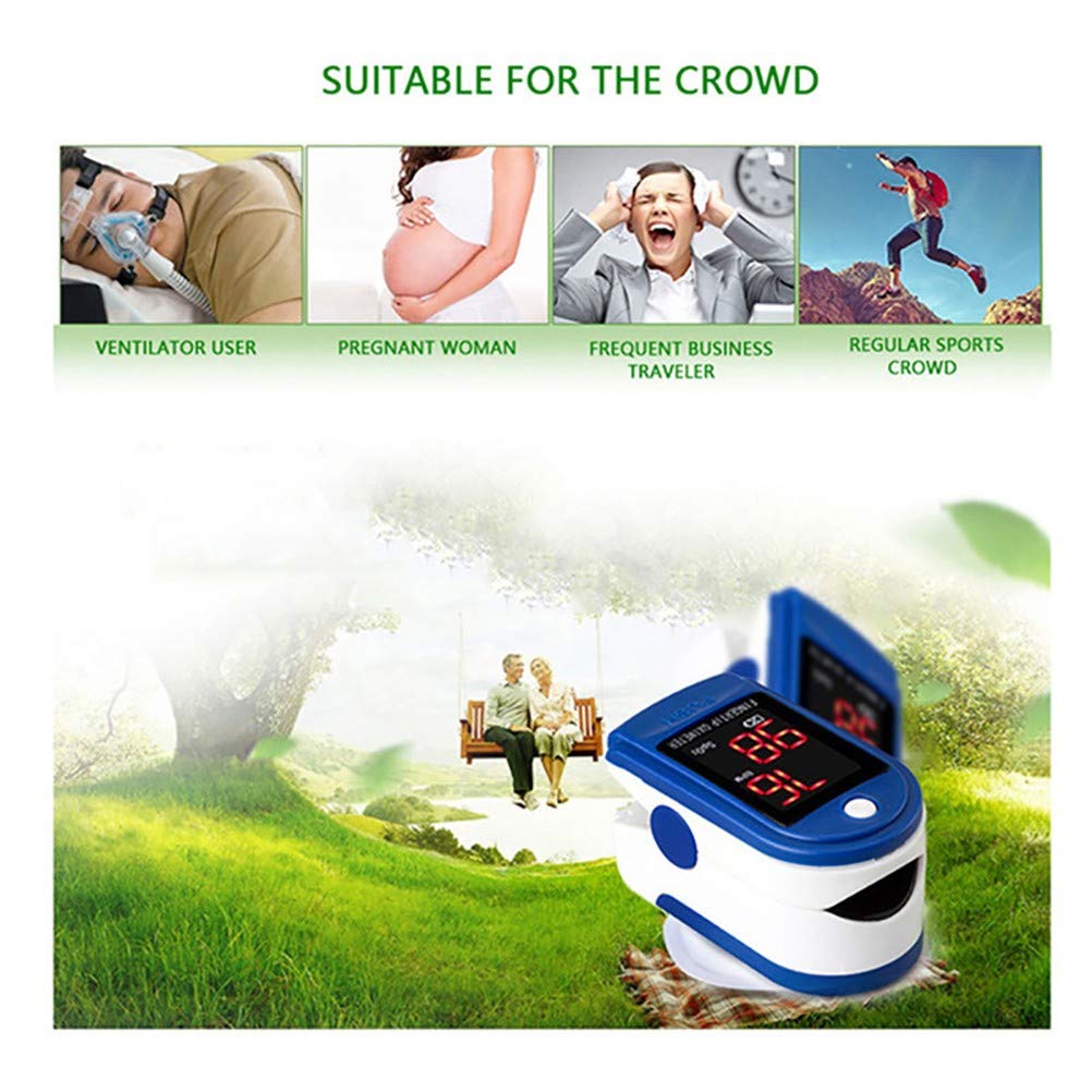Pulsossimetro da Dito,Portatile Saturimetro con Display LED Ossigeno Saturimetro Monitoraggio Cardiofrequenza per Saturazione di Ossigeno e Frequenza del Polso