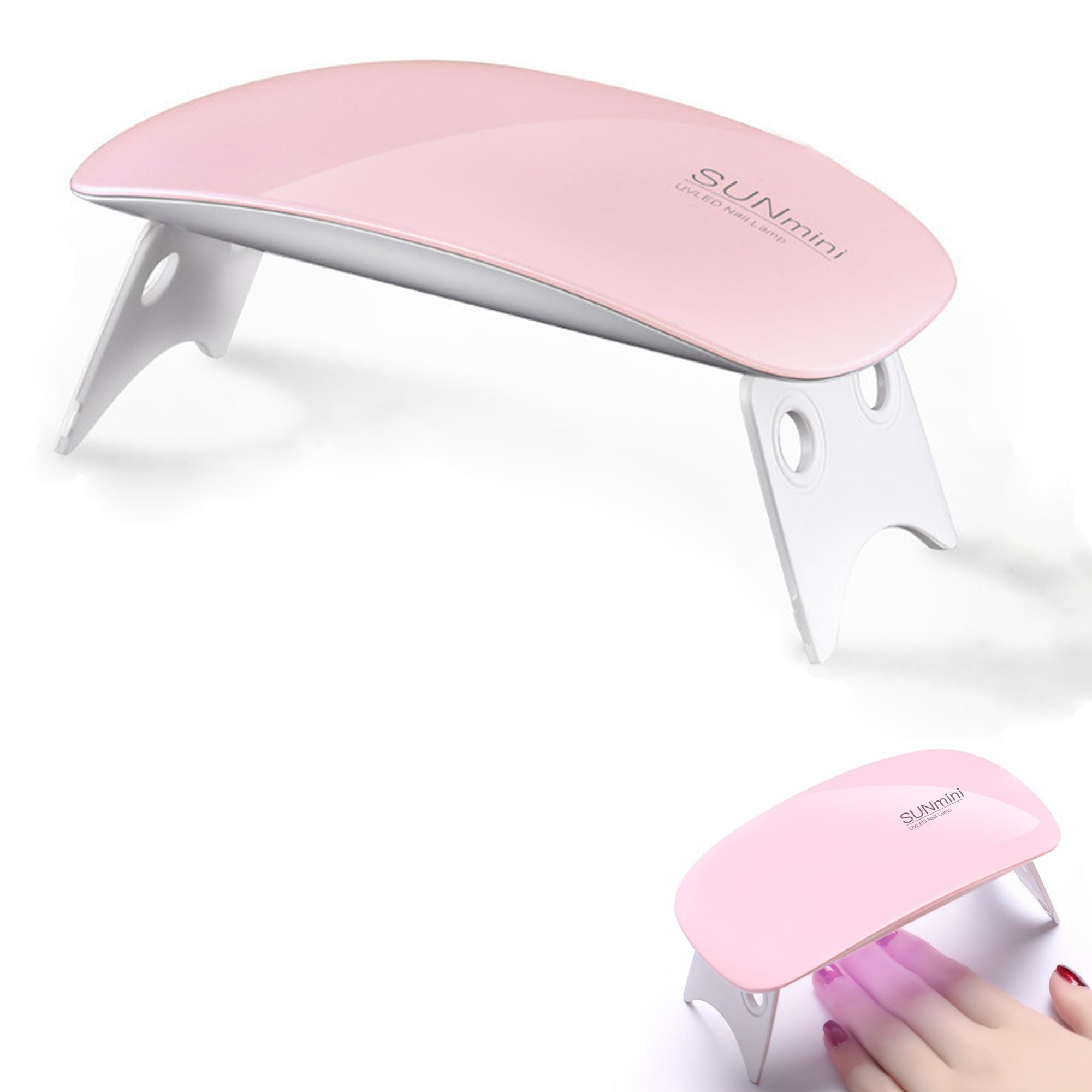 ZLMCUV LED Nail Lamp, Handheld UV Light for Gel Nails 6W LED UV Portable Nail Dryer Curing Lamp and Curing Nail with 45s/60s Timer Setting (Pink)