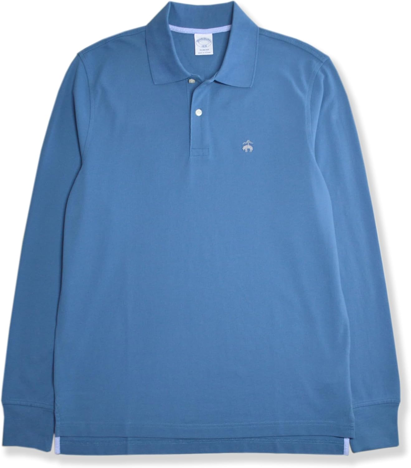 Brooks Brothers Mens Slim Fit Mesh Cotton Long Sleeve Polo Shirt,