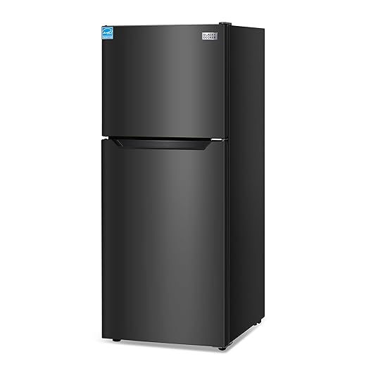 BLACK+DECKER 12.1 Cu. Ft. Top Mount Refrigerator with Freezer, 2 Door Refrigerator with Top Freezer and Adjustable Temperature Control, For Homes and Apartments, ENERGY STAR, BR1210HB, Black