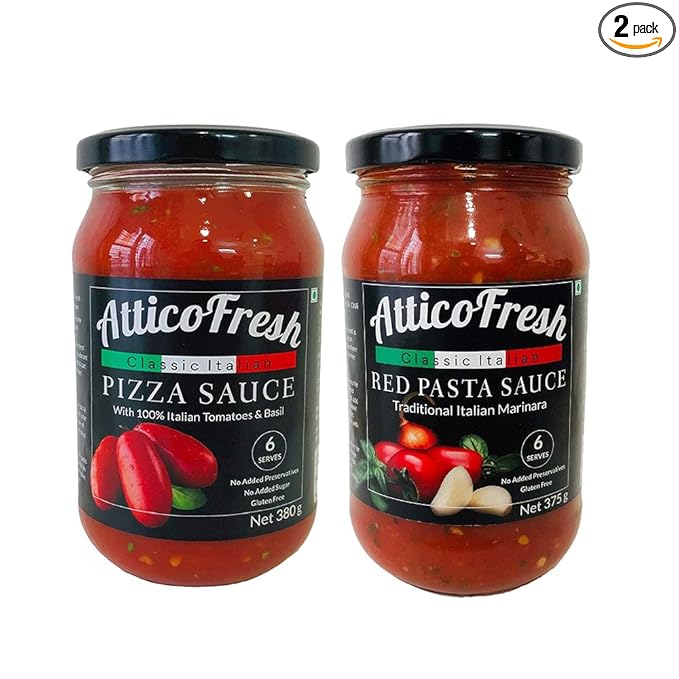 Pizza Pasta Sauce | Red Marinara Pizza Pasta Sauce - Gluten Free - No Added Preservatives, Colors & Flavours - Vegan - Ready to eat - Healthy - Pack Of 2 (375 g each)