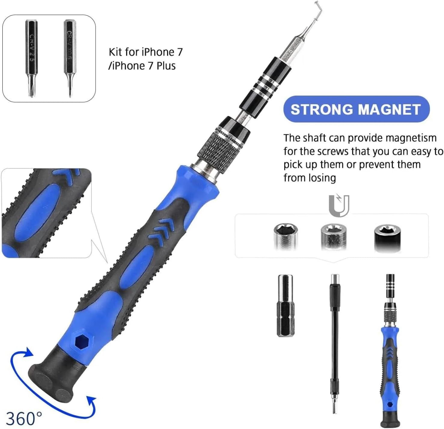 Precision Screwdriver Set,60-Piece Electronics Precision Screwdriver In 1 With 56 Bits Multi-Type Magnetic Screwdriver Kit, Stainless Steel Professional Repair Tools Kit For Phone, Laptop, PC, Camera