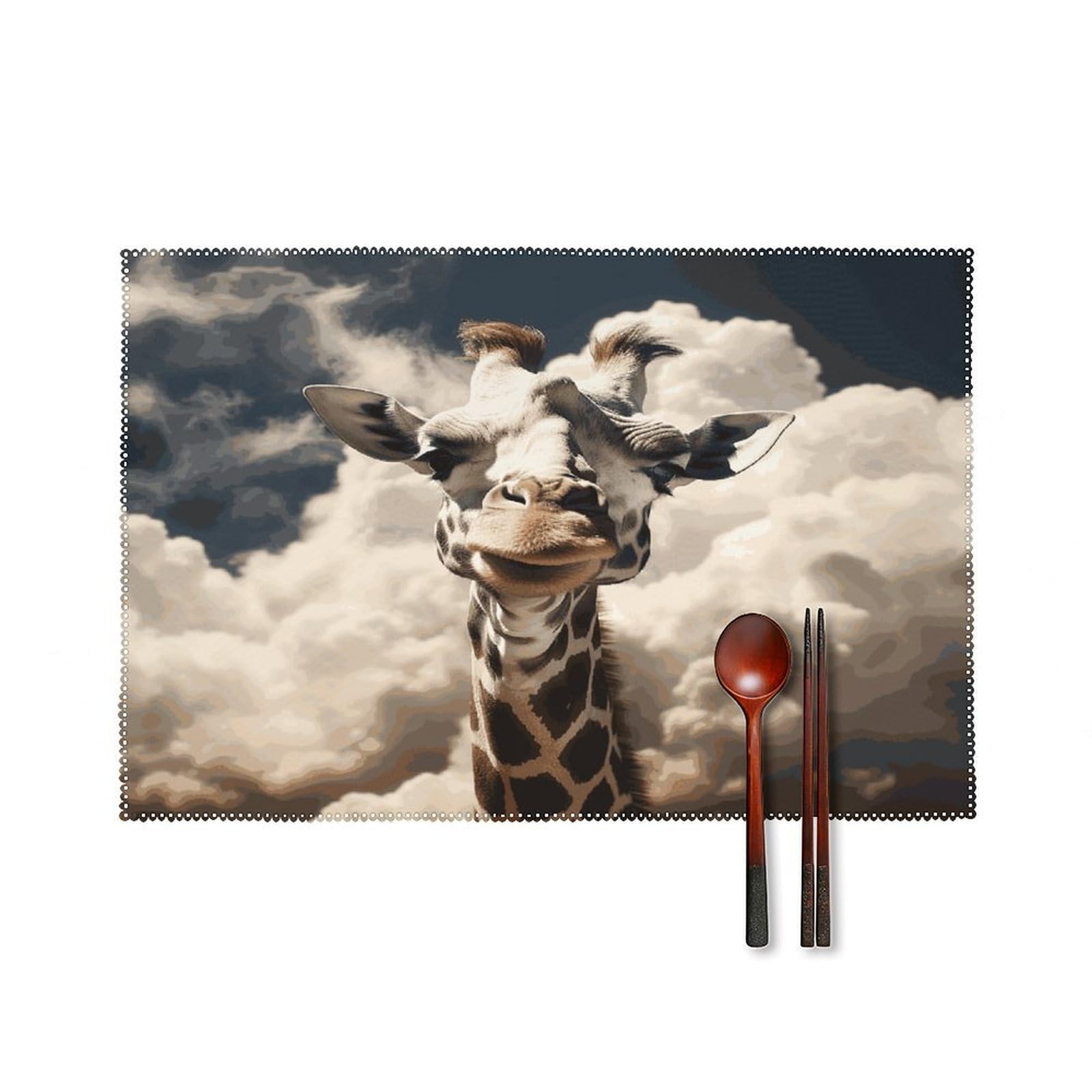 Fekiloot Style Giraffe In The Clouds Placemats Set Of 6,Table Mat
