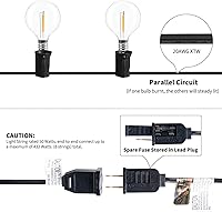 Vista 7 de Brightown Led String Lights Outdoor 55Ft G40 Patio Lights with 52 Led Shatterproof Bulbs(2 Spare), Waterproof Led Globe Hanging Lights for Backyard