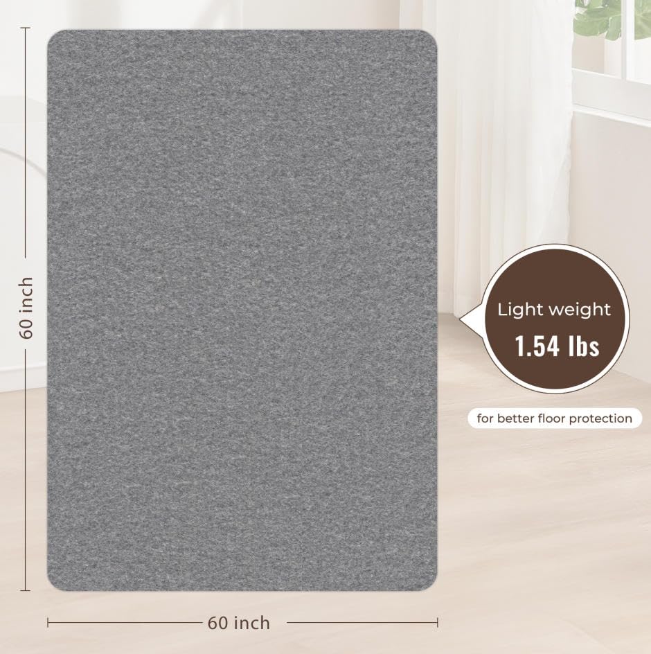 Image of Sycoodeal Office Chair Mat for Hardwood Floor,Slip Resistant Floor Mat for Office Computer Gaming Chair,Heavy Duty Floor Protector for Rolling Chairs,Easy to Clean,Grey(48 inchx60 inch)