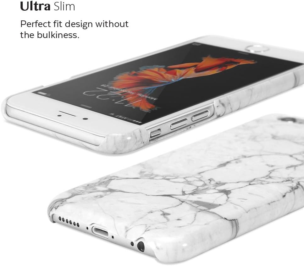 iPhone 6 Case, GMYLE Snap Cover Glossy for iPhone 6 / 6s (4.7 Display) – White Marble II Pattern Slim Hard Back Case