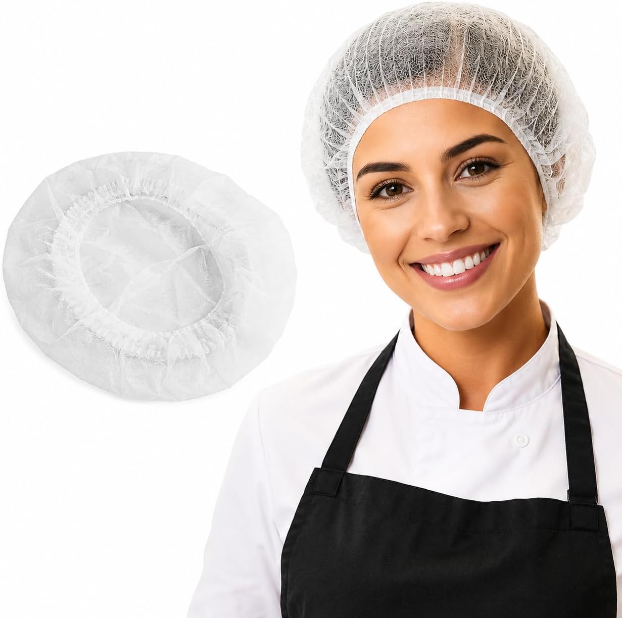 Disposable Bouffant Caps 100pcs,24inches Hair Net, Elastic Dust Cap for Food Service,Salon,Spa,Kitchen Head Cover