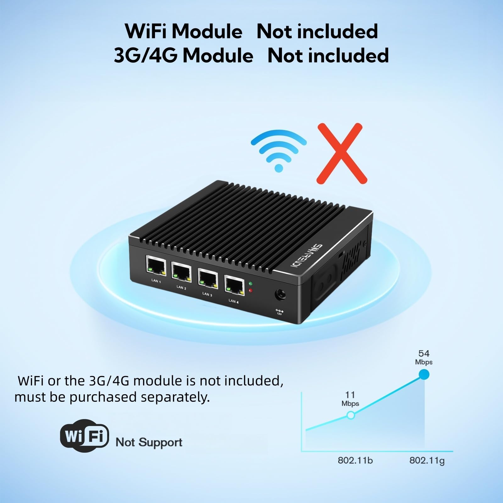 Apparecchio firewall senza ventola Intel J3710 4C/4T, mini PC con 4 porte LAN i226, gateway di rete, router software, test con P-F-Sense/OPN-SESNE, 8 GB di RAM DDR3 e SSD mSATA da 64 GB
