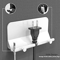 Vista 7 de Soporte de pared para teléfono, soporte adhesivo manos libres D2 con agujero para cable y ganchos, soporte de teléfono celular montado en la pared