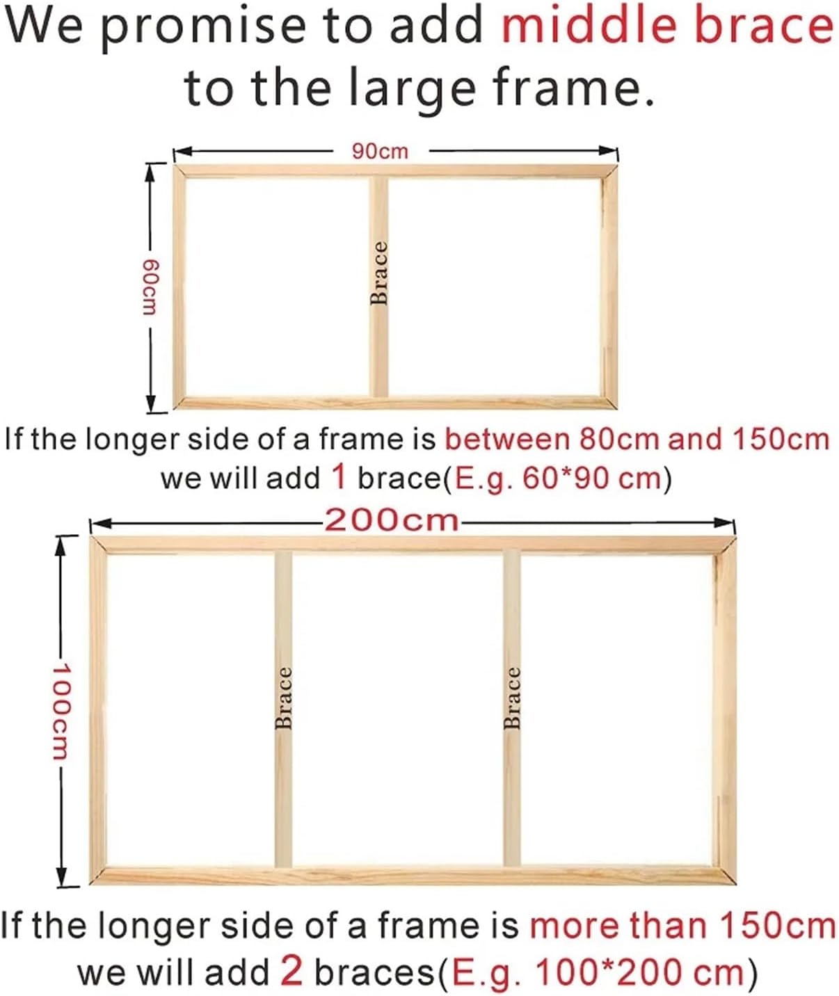 木製写真フレーム壁用キャンバスフレームダイヤモンド塗装大サイズ DIY 写真とポスター壁フレーム松複合装飾(H 105cm(55+5