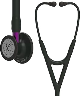 3M Littmann Cardiology IV Diagnostic Stethoscope, 6203, More Than 2X as Loud, Weighs Less, Stainless Steel Black-Finish Chestpiece, 27" Violet Stem, Black Tube and Headset