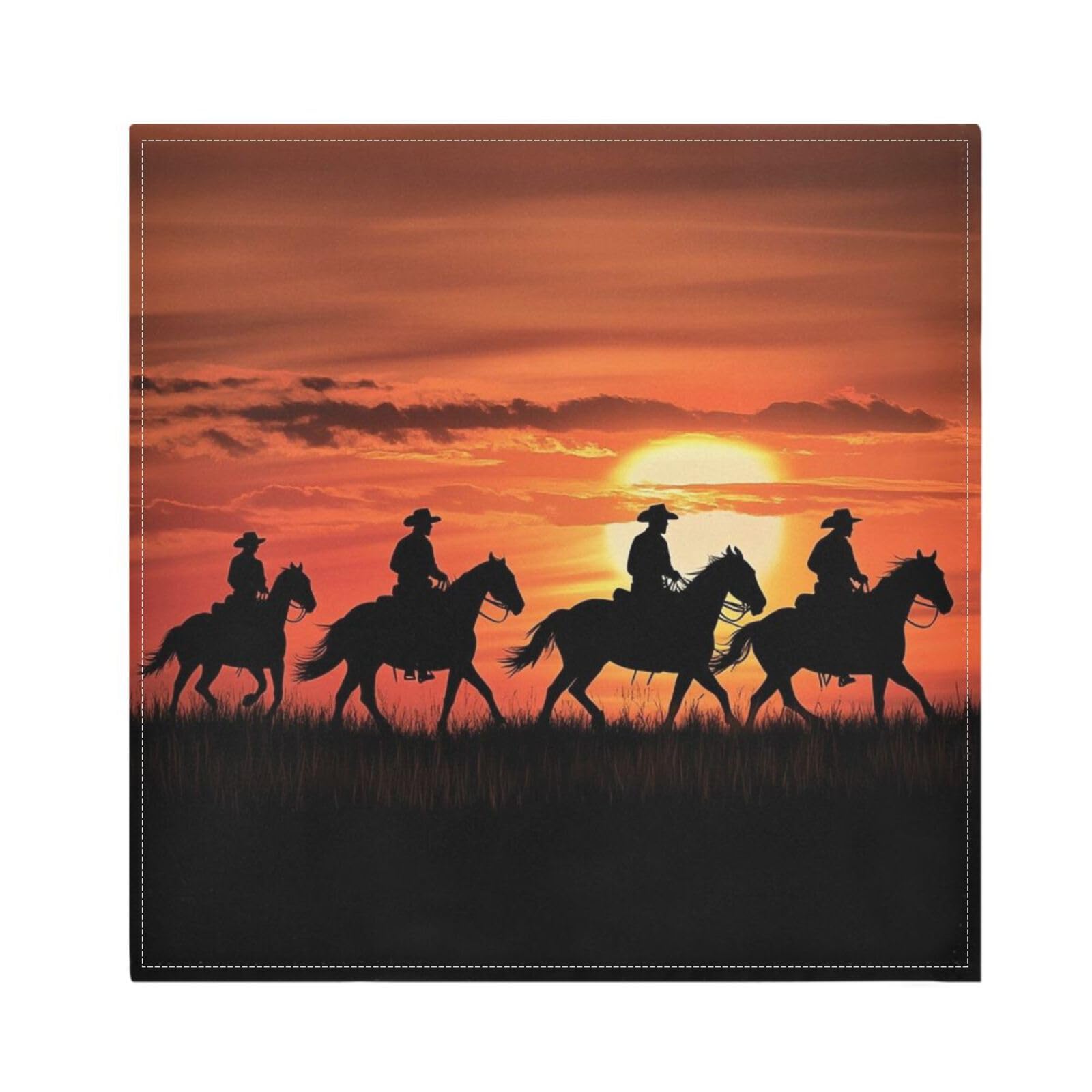Ttgoth Western Cowboy Cloth Napkin Set of 6 Washable & Reusable Dinner Napkins for Dining Table, Banquets, Wedding, Party, 50x50 cm