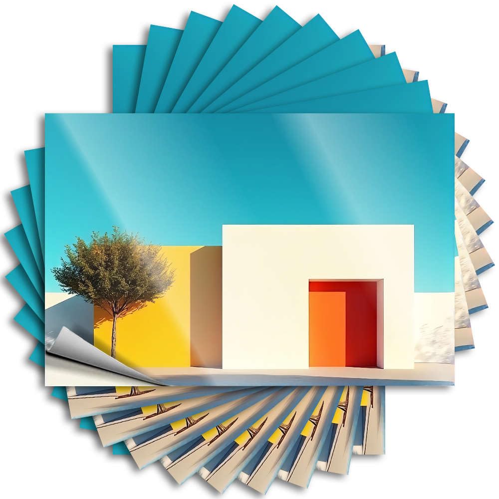 Bar Accessories and Decor Window Stickers | Minimalist Architecture with Vibrant Colors and A Lone Tree. Book for Double Decor(6X9CM)
