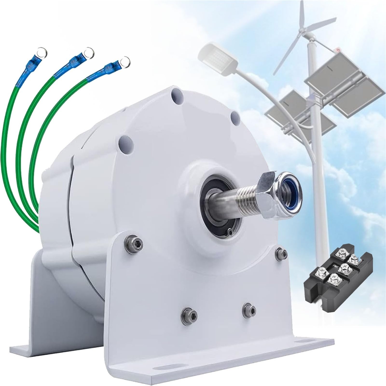 Generatore di Corrente alternata trifase a magneti permanenti Senza Ingranaggi con raddrizzatore - Motore Elettrico efficiente per Turbine eoliche, Ideale per Uso Domestico e soluzioni di en