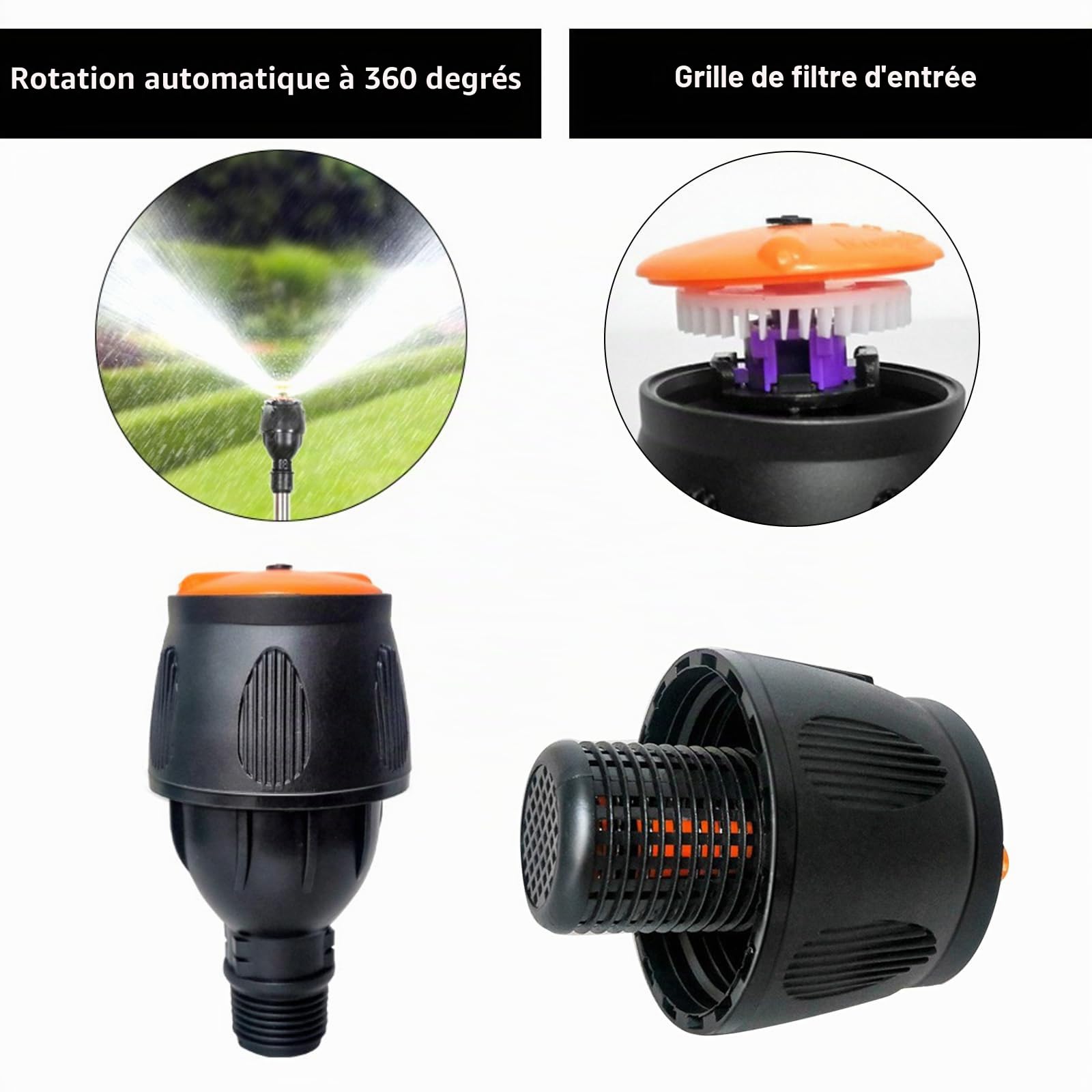 Arroseur de jardin, trépied de pelouse avec rotation à 360 °, en acier inoxydable, arroseur télescopique pour grandes surfaces, trépied + arroseur, système d'arrosage automatique pour cour, maison