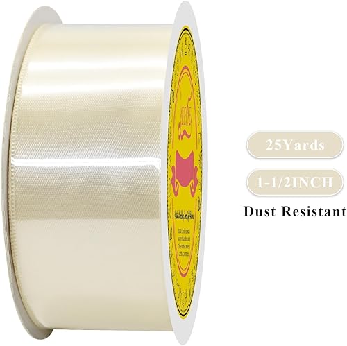 Miniatura 694 de Cinta de satén verde esmeralda de doble cara de 1-1/2 pulgadas x 50 yardas, cinta de poliéster verde esmeralda para envolver regalos, muy adecuada