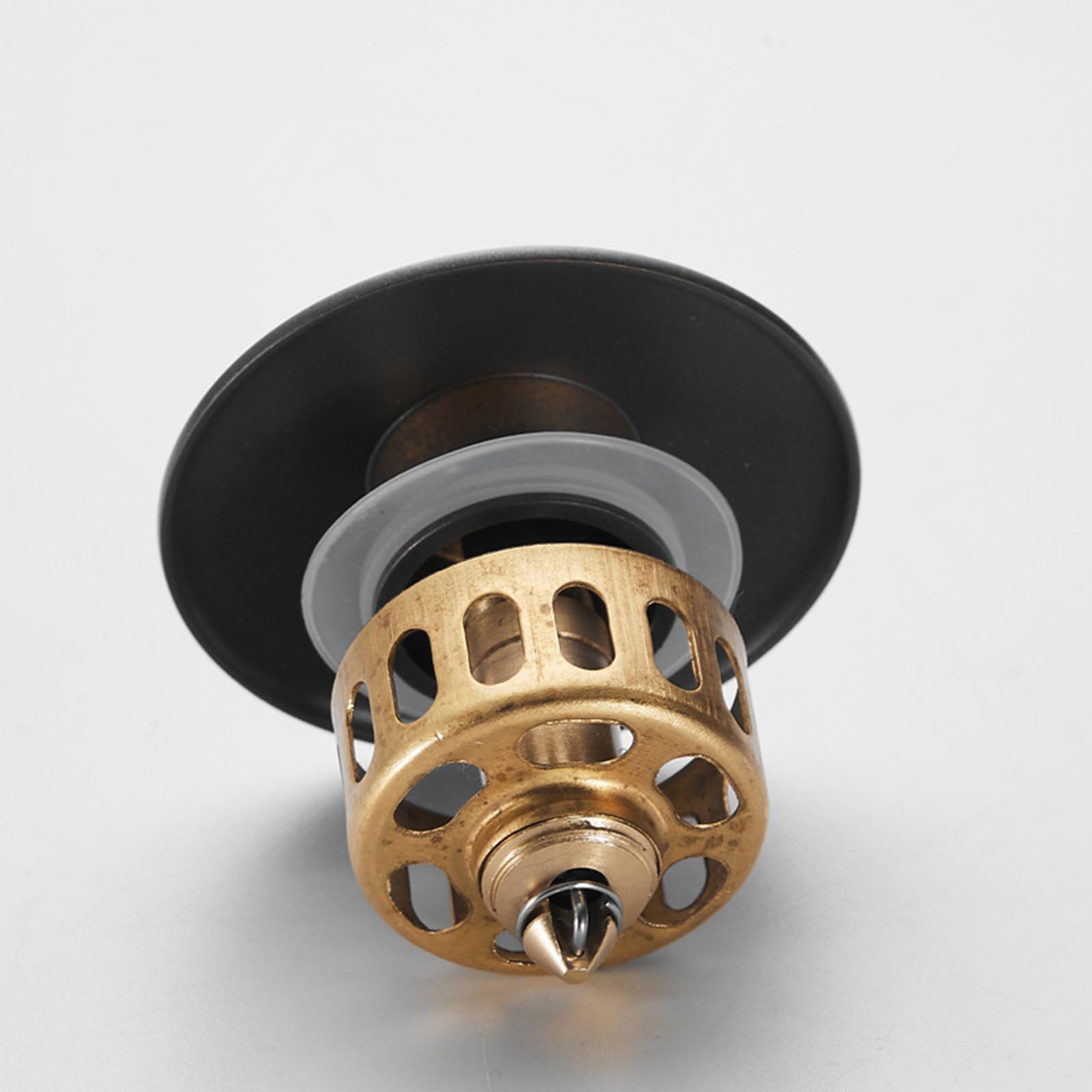 Scarico universale per lavabo con troppopieno, scarico in ottone, finitura cromata, controllo dell'acqua facile da pressare, perfetto per bagni moderni e rinnovamenti eleganti