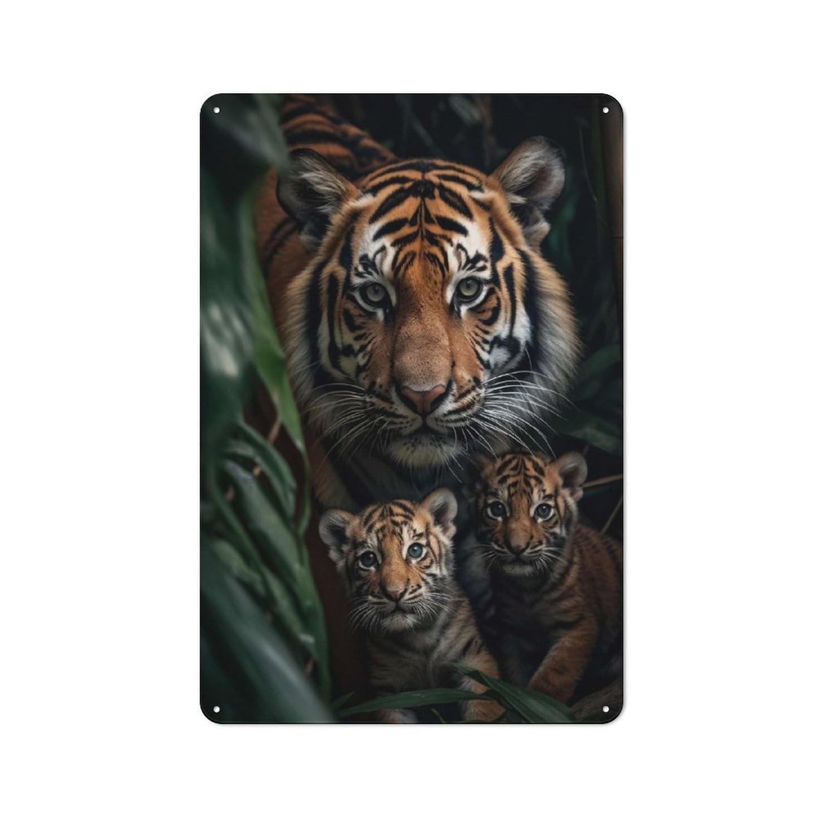 Junmoney Style-16 Casual Tiger With Cubs Shed Metal Sign 30X20cm, Utility Space Decor For Shed, Garden Room, Porch Or Garage