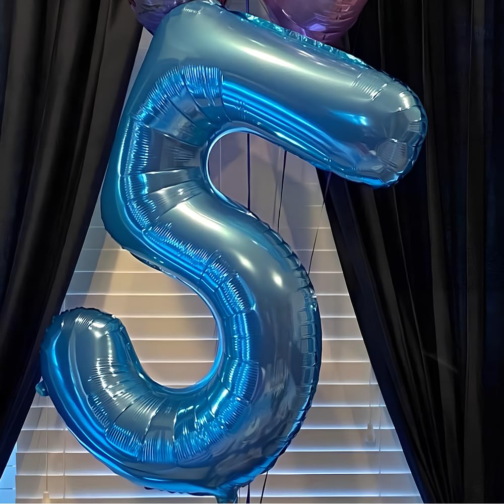 Foil Globo Número 5 Azul 40" (101cm), Inflable Helio o aire, Gigante Numeros 0-9, 10-19, 20-29, 30-100, Grande Globos Decoración para La Boda Aniversario y Cumpleaños Fiestas — view 511