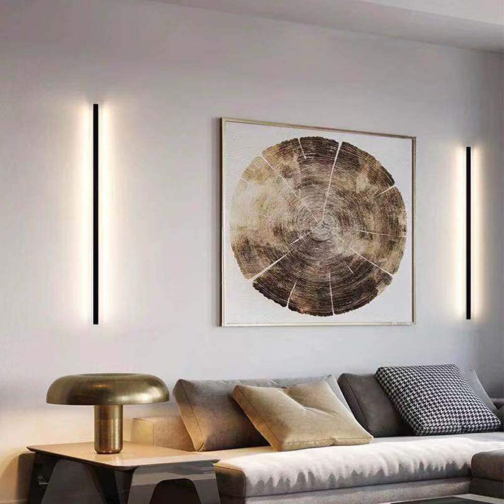 HEYUN Binnenverlichting Voor Slaapkamer Moderne Wandkandelaars LED Eenvoud Wandverlichting Traploos Dimbaar Met Afstandsbediening Voor Woonkamer Slaapkamer (Color : Black, Size : 80cm
