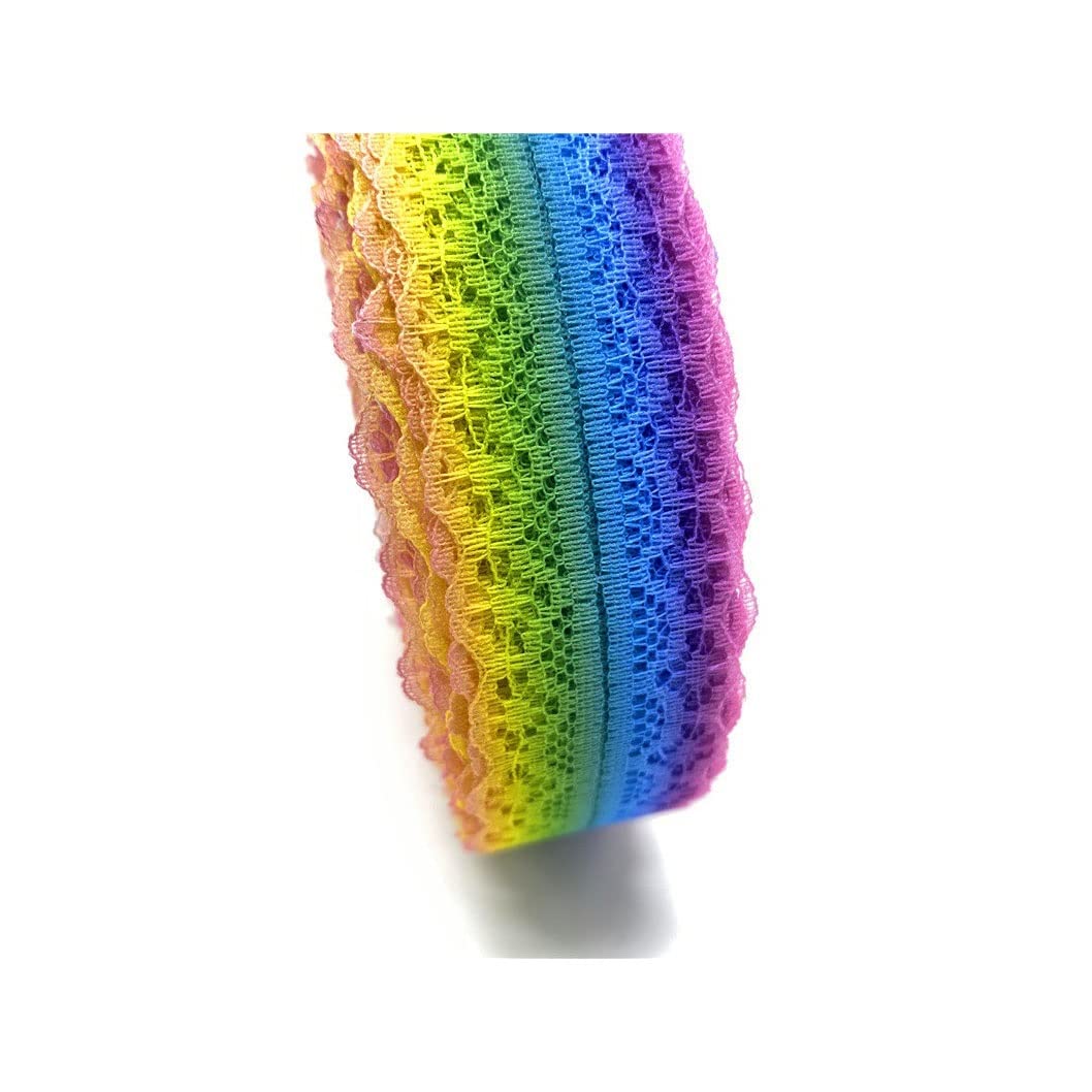 BAN.P 5Yards Double Color Wide Bilateral Handicrafts Embroidered Net Lace Trim Ribbon Wedding Birthday Christmas Decorations (Color : 10, Size : Width: 28mm)