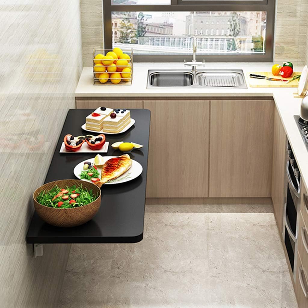 Solid Wood Drop Leaf Wall Mounted Workbench for Small Spaces - Folding Space Saving Solution for Dining Table, Computer Desk, Office, Home Kitchen