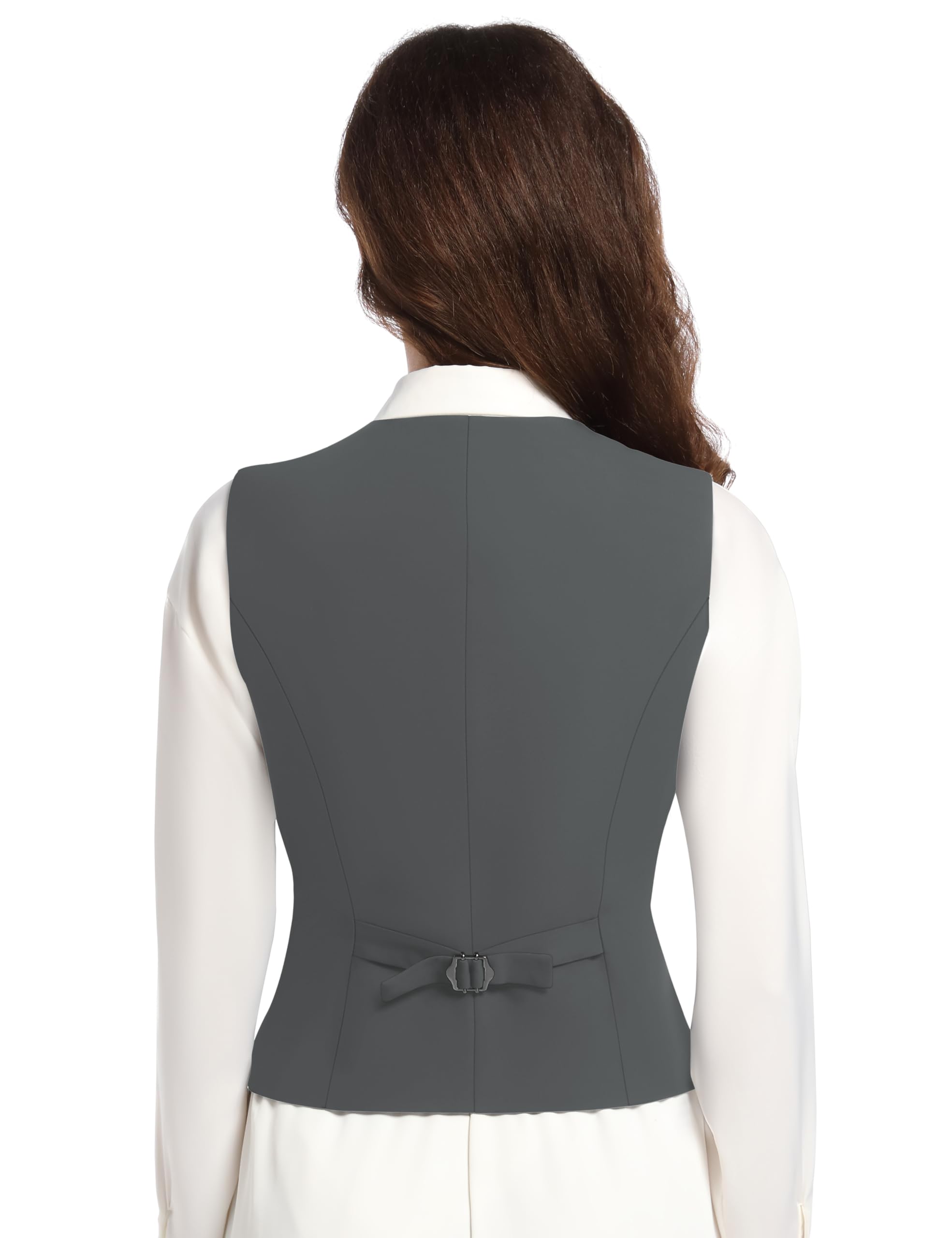 Damen Anzugweste V-Ausschnitt Button Up Blazer Business Casual Elegante Westen