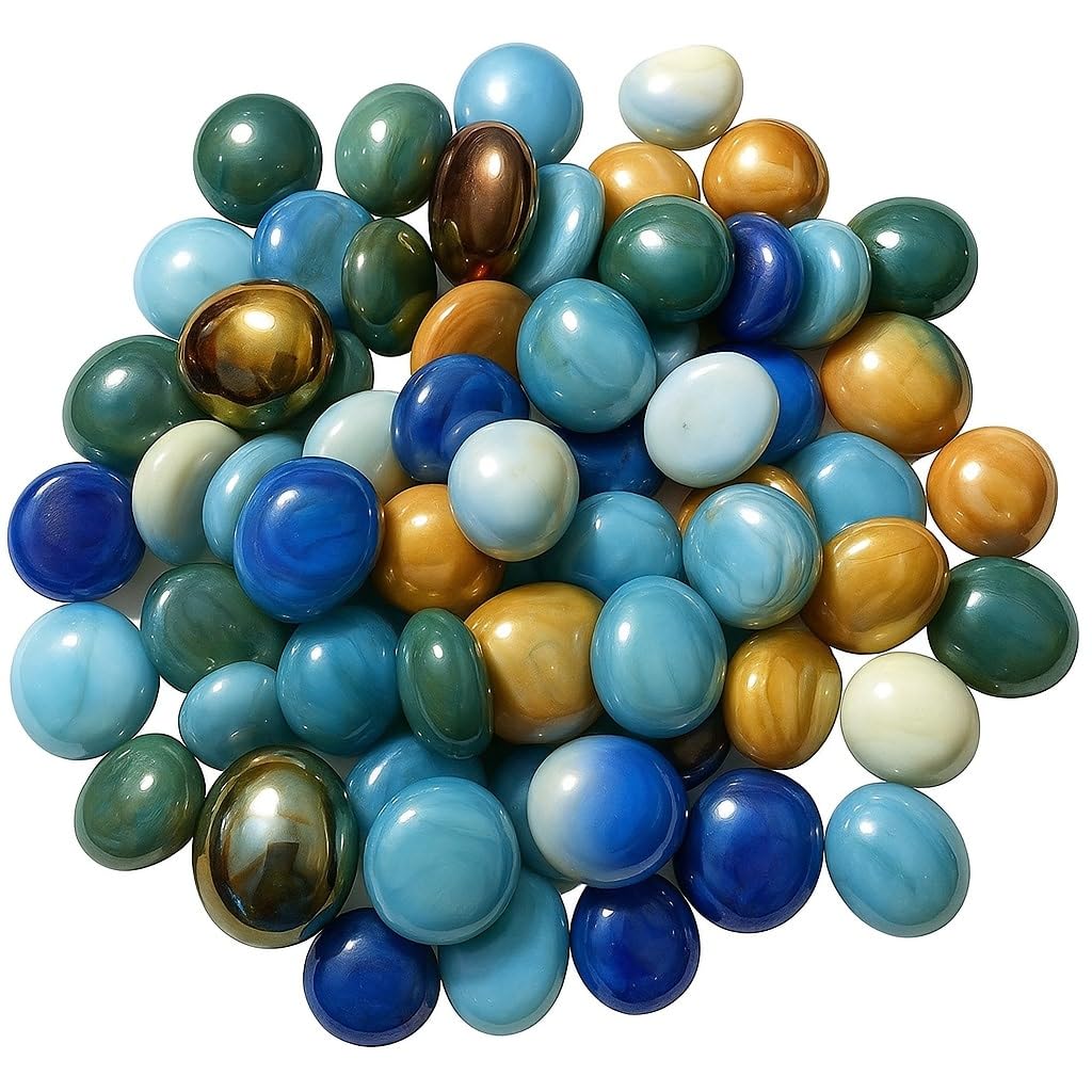 Milky Round 300g Shiny Glossy Round Glass Pebbles Gravels Stone for Aquarium, Table, Vase,Outdoor/Indoor | Garden Decoration Multicolor,-image-15