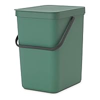 Vista 24 de Brabantia Sort & Go Cubo de Reciclaje 3.2 Galones (Verde Jade) Cubo de Basura de Plástico Eficiente en Espacio con Asa, Tapa Removible y Que