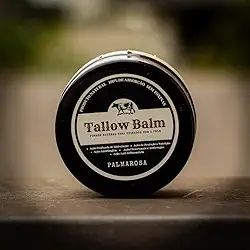 Tallow Balm Pomada Natural para Cuidados com a Pele, Hidratação Profunda, Ação Cicatrizante e Anti-inflamatória (Aroma Palmarosa)