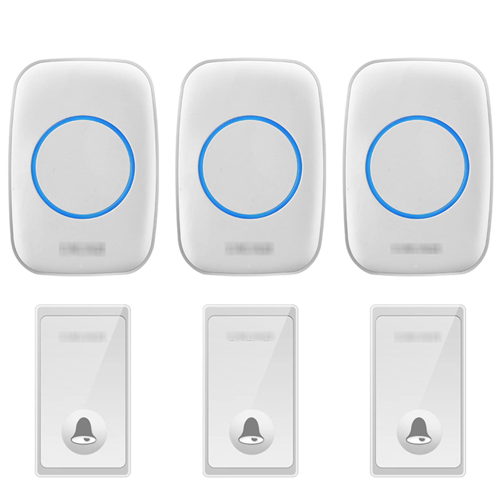 Sonnette sans fil, étanche à 650 pieds de longue portée, sonnette électrique sans fil, 58 sonneries au choix, 4 niveaux de volume, assez fort, facile à installer pour la maison, le bureau, l'éc(Blanc