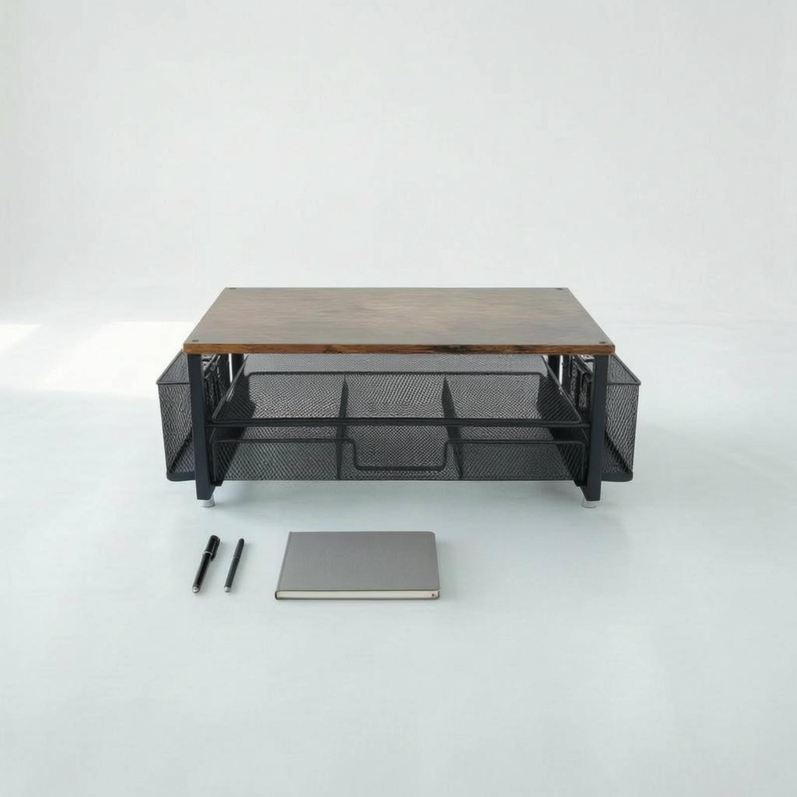 Organizzatore Scrivania Supporto Mensola Tavolo Rialzo Schermo Cassetto Rete Metallo Porta Penne Struttura Solida in Acciaio al Carbonio Adatto per Lavoro Studio Office