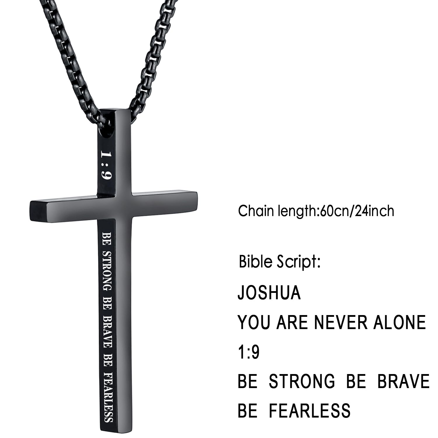 Collar de cruz para hombre, regalo de Navidad, colgante de cruz, versículo bíblico, collares de acero inoxidable, Acero inoxidable, Collar de cruz 3