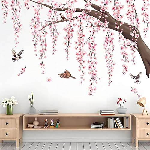 Vista 44 de DERUN TRADING Calcomanías de pared de flores de rosa azul, calcomanías de decoración murales para mujeres y niñas, cuarto de bebé, dormitorio