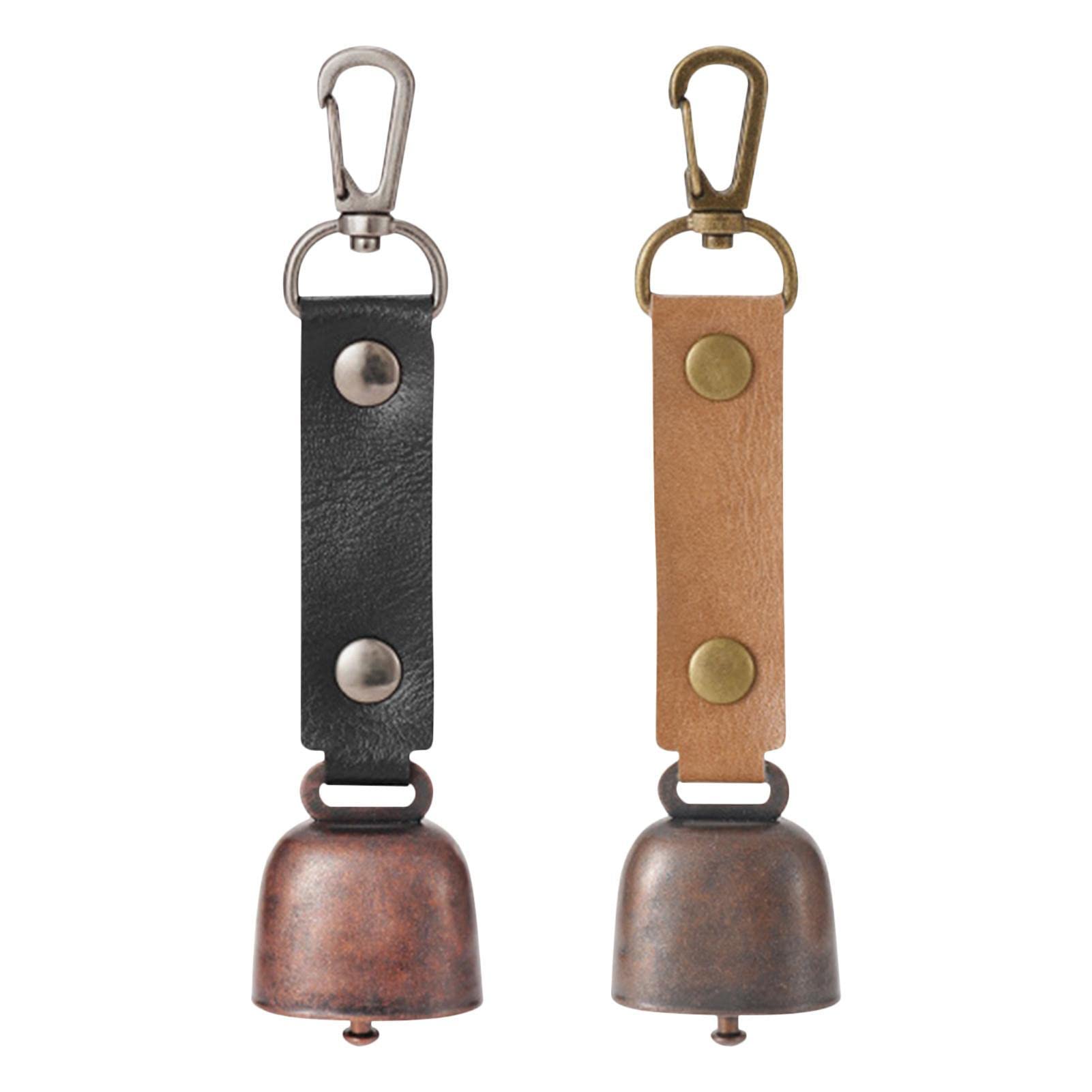 Cloches D'Ours Avec Sifflets - Lot De 4 En Cuivre | Porte-clés Cuir Synthétique | Pour Randonnée, Chasse Et Sécurité