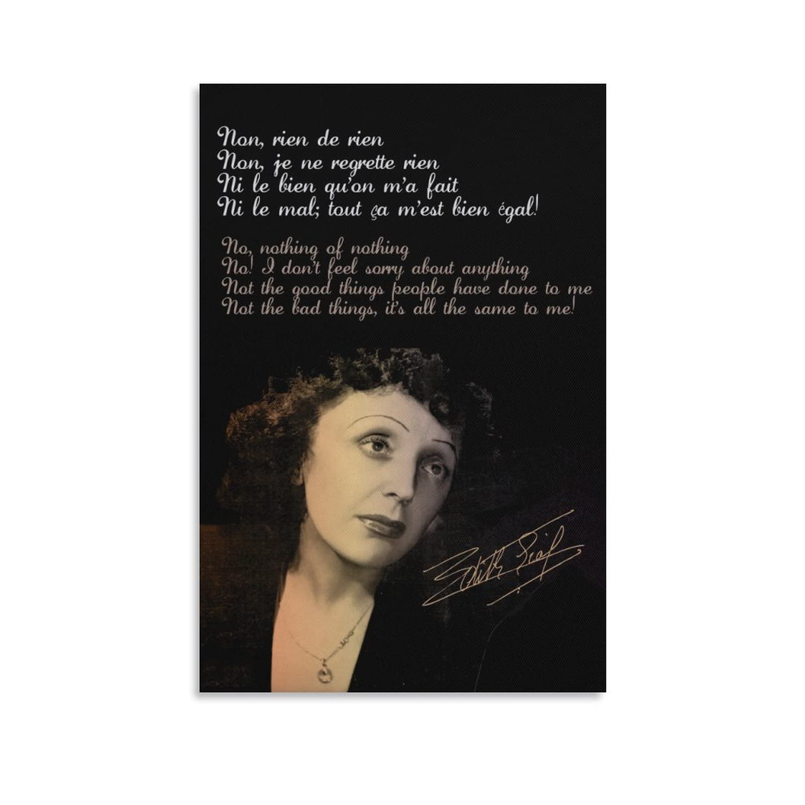 XINXUN Edith Piaf La Mome Biographical Film Art Poster La Vie En Rose 17 Gifts Canvas Painting Poster Wall Art Decorative Picture Prints Modern Decor Framed-unframed 20x30inch(50x75cm)