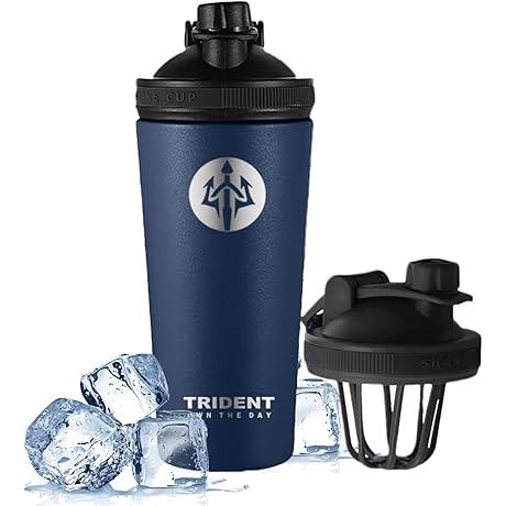 Trident 26 oz Stainless Steel Insulated Protein Shaker Bottle