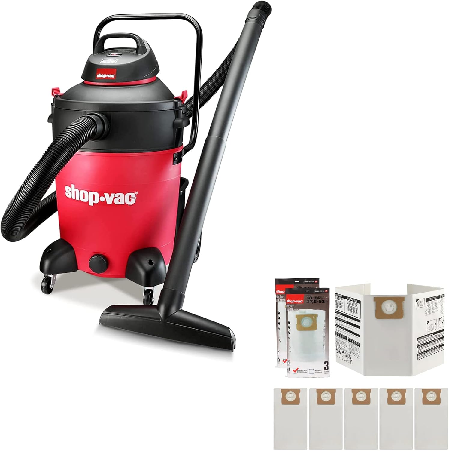 Shop-Vac 14 Gallon 6.5-Peak HP Wet/Dry Vacuum + 6 Pack 10-14 Gallon Filter Bags