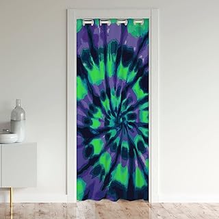 Tie Dye Doorway Curtain Privacy Boho Hippie Tie Dye Insulated Thermal Cu...