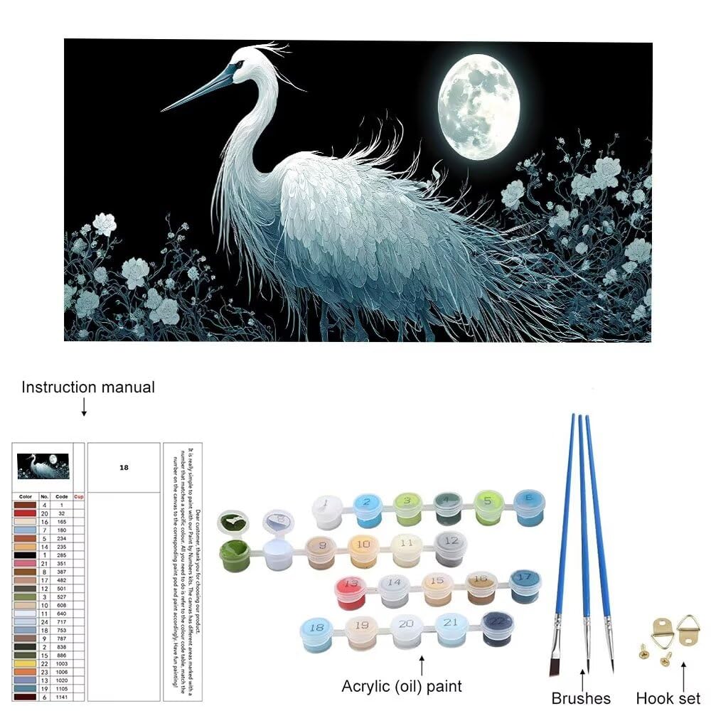Xianhe zestaw do malowania po numerach dla dorosłych i początkujących, zestaw do malowania według numerów, bez ramy, DIY, obraz akrylowy, rysunek, rysunek, lakier do relaksu i dekoracji ścian domu, 80