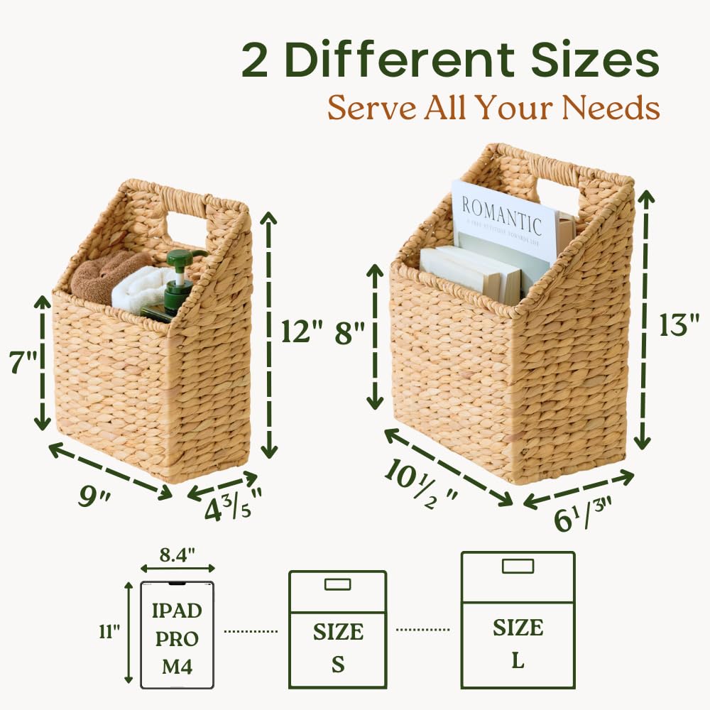 CHI AN HOME Set of 2 Wicker Hanging Storage Baskets, Handwoven Wall Baskets for Mail, Files, Books & Accessories, Wall-Mounted Organizer for Entryway, Kitchen, Office, Boho Farmhouse Decor - Image 6