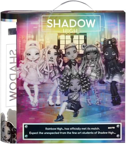 Miniatura 7 de Rainbow High Shadow Series 1 Ash Silverstone - Muñeca de moda para niño en escala de grises. 2 trajes de diseñador plateados para mezclar y combinar