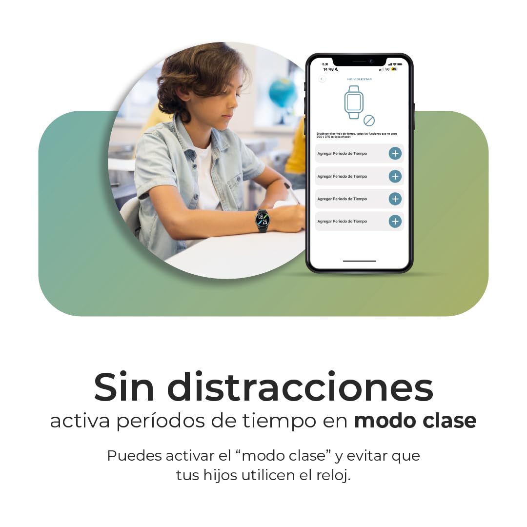 SaveFamily Slim 4G | Reloj Inteligente Niño con Localizador GPS, Llamada, Vídeo, Chat, Botón SOS, Cronómetro | SIM Incluida – Color Verde