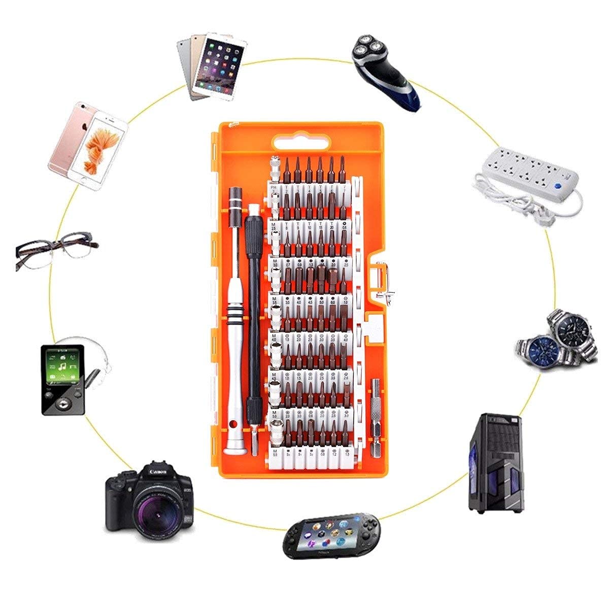 Set di Trapani 60 in 1, Kit di cacciaviti di precisione, Set di cacciaviti per Cellulare, Tablet, Riparazione compatta, Manutenzione con Custodia