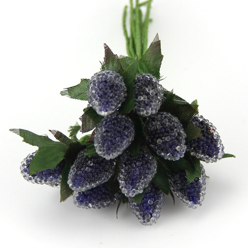 DIY Artificial Strawberry Flower Bouquet for Home Party Wedding Car Decoration Scrapbooking Wreath Fake Flower (A bunchBlue)